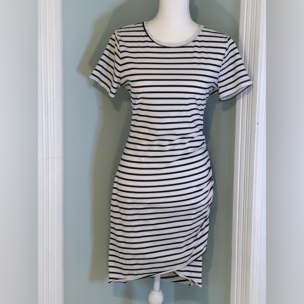 NWT BTBFM Striped Ruched Bodycon Dress Shirred Size M